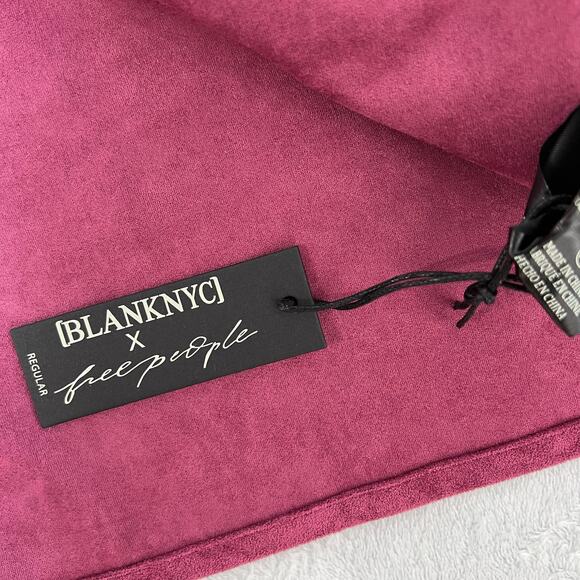 Blank NYC Free People XS Twist Shout Vegan Leather Suede Jacket Pink Fringe NWT - Picture 6 of 16